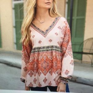 Sundance Moroccan Dreams Long Sleeve Printed Peasant Top size XL